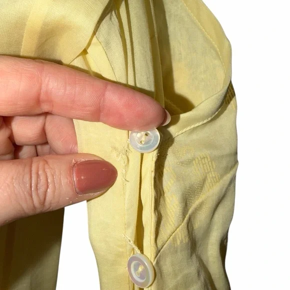 Jil Sander Yellow Embroidered Paisley Kaftan Midi Dress Cotton Sheer IT36 US 2 - Picture 9 of 15